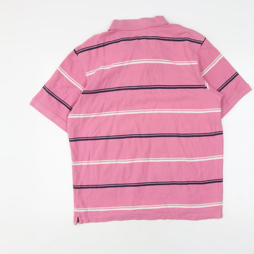 Maine Pink Men's Polo Shirt M Striped Cotton Collared
