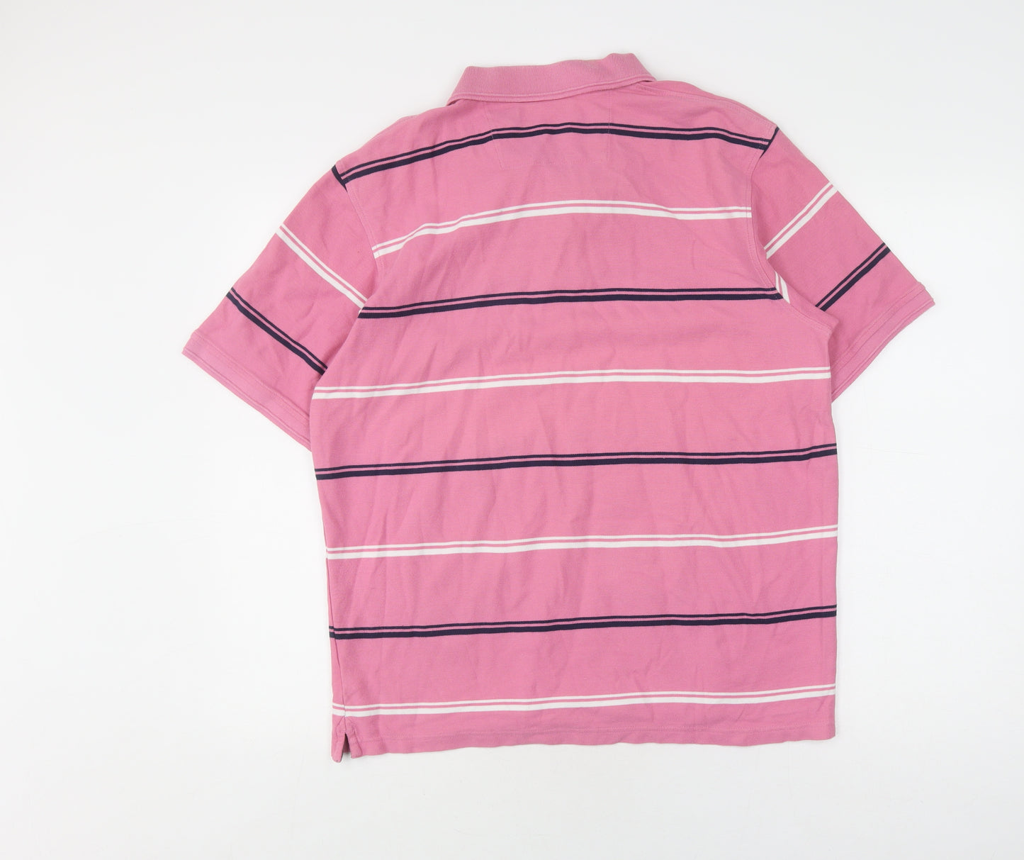 Maine Pink Men's Polo Shirt M Striped Cotton Collared