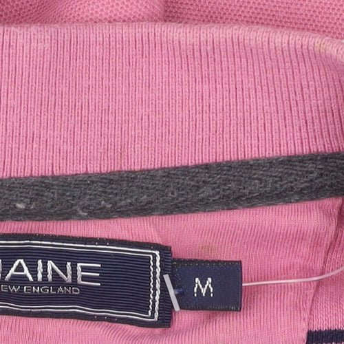 Maine Pink Men's Polo Shirt M Striped Cotton Collared