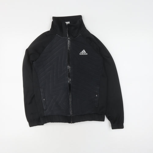 adidas Boys Black Track Jacket, Size 13, Athletic Fit