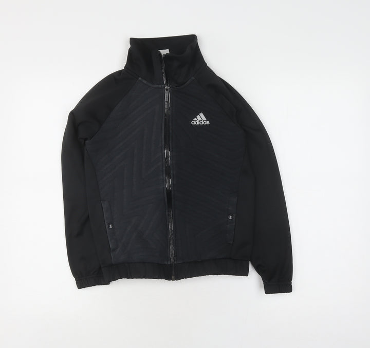 adidas Boys Black Track Jacket, Size 13, Athletic Fit