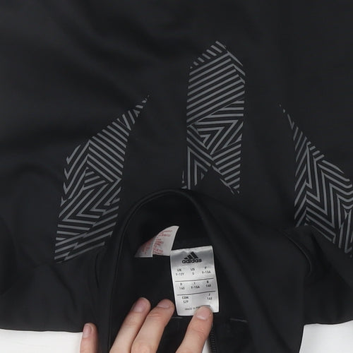 adidas Boys Black Track Jacket, Size 13, Athletic Fit