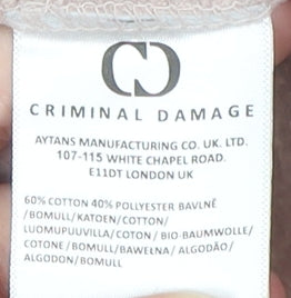 Criminal Damage Men's Beige M Hooded Pullover Logo Hoodie