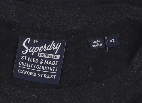 Superdry Men's Black XL T-Shirt, Crew Neck, Solid, Excellent