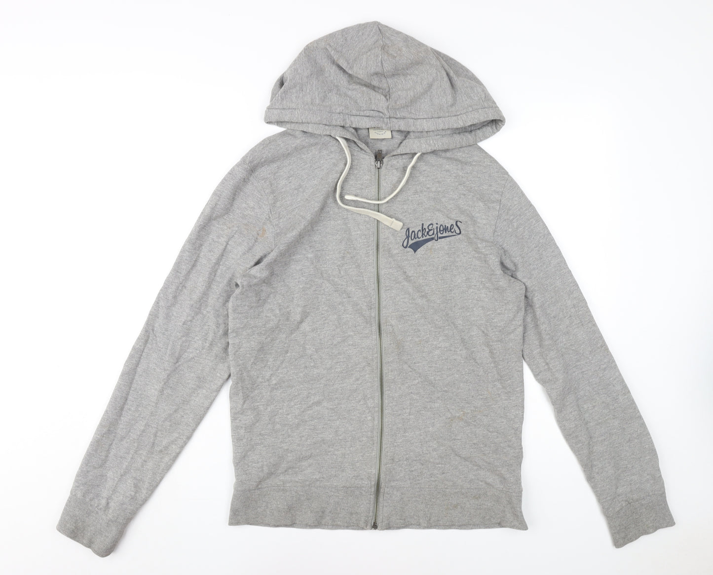 Jack & Jones Grey Men's Hoodie S Full Zip Logo