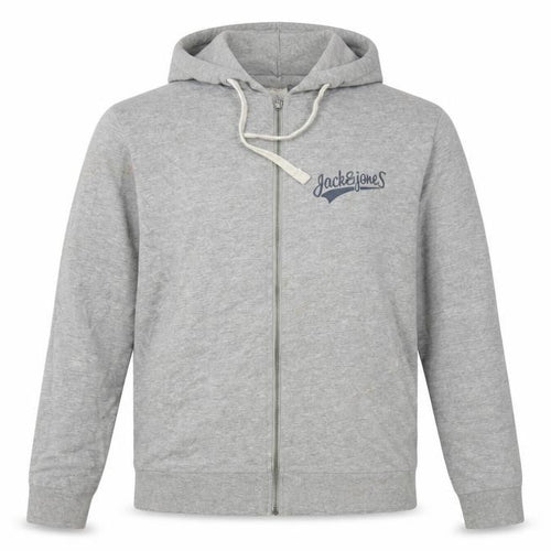 Jack & Jones Grey Men's Hoodie S Full Zip Logo