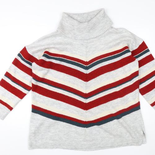 Monsoon Women's XL Striped Roll Neck Jumper Grey
