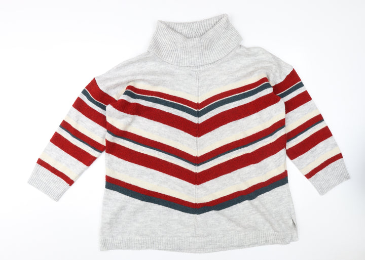 Monsoon Women's XL Striped Roll Neck Jumper Grey