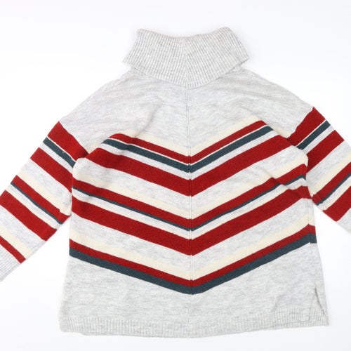 Monsoon Women's XL Striped Roll Neck Jumper Grey