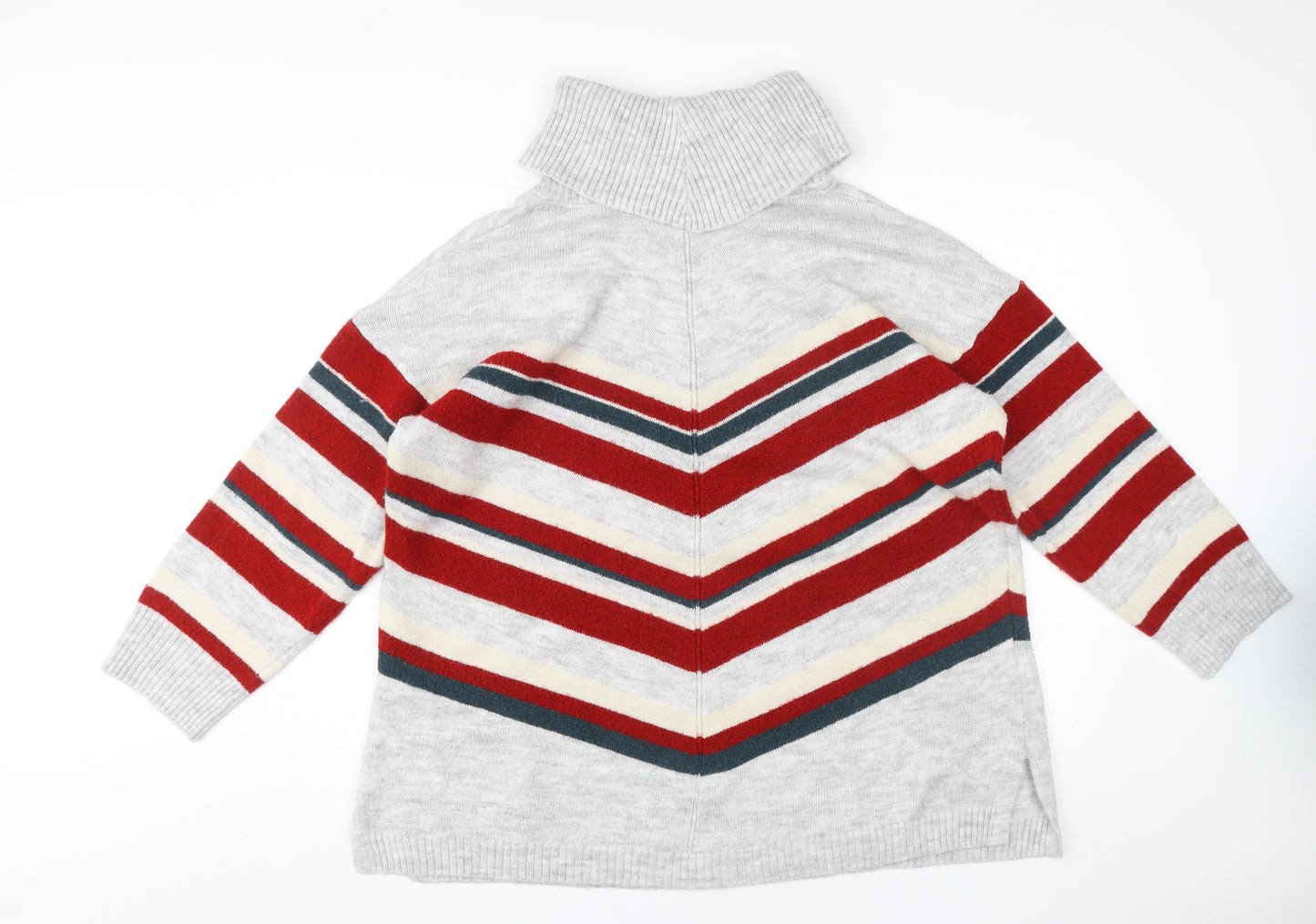 Monsoon Women's XL Striped Roll Neck Jumper Grey