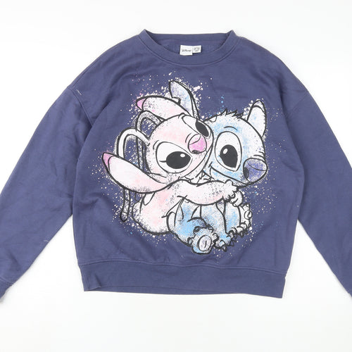 Disney Lilo & Stitch Women's Blue Pullover Sweatshirt, Size 8