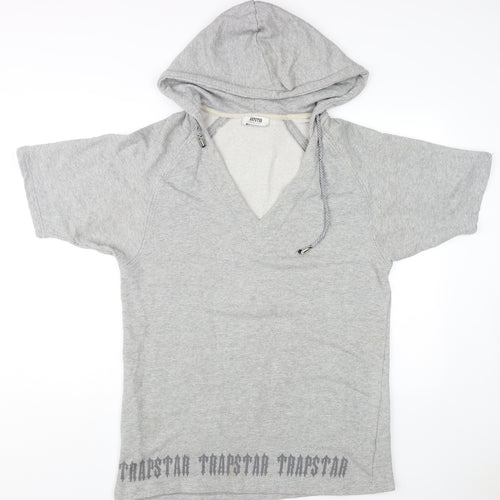 Trapstar Grey Hooded Pullover for Men, Size M
