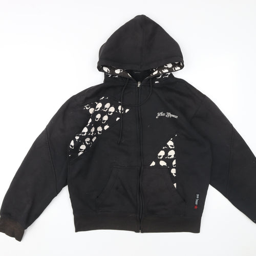 No Fear Unisex Black Skull Full Zip Hoodie, Size S