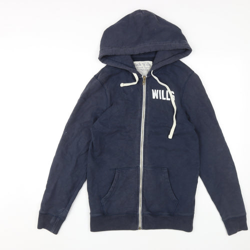 Jack Wills Men's Blue Full Zip Logo Hoodie XS