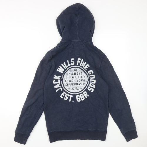Jack Wills Men's Blue Full Zip Logo Hoodie XS