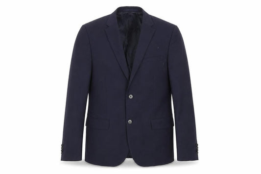 Front view of H&M Men's Blue Slim Blazer 40R Two-Button Wool Blend