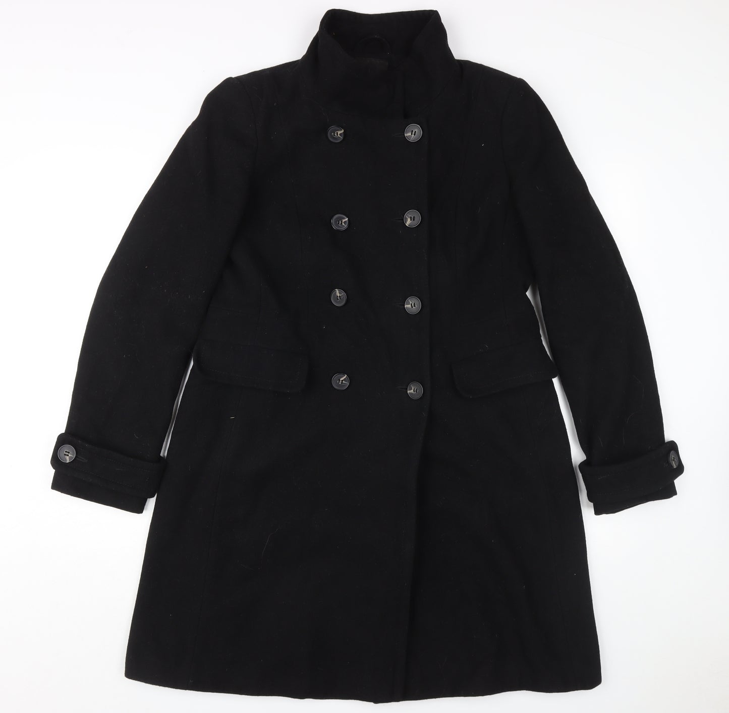 Next Women's Black Wool Blend Pea Coat Size 12