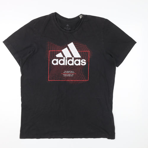 Adidas Men's Black Graphic Print T-Shirt, Size L