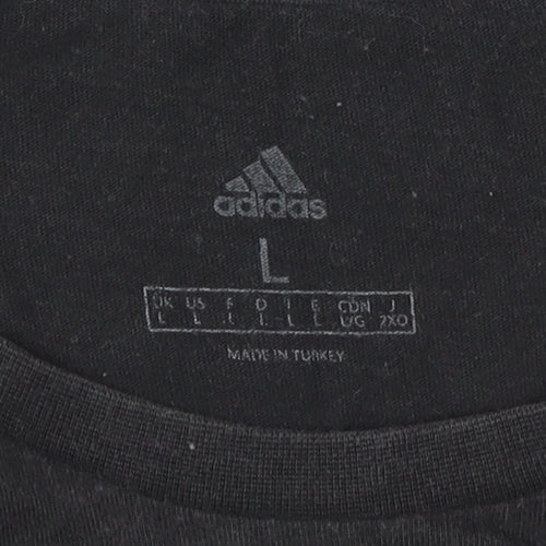 Adidas Men's Black Graphic Print T-Shirt, Size L