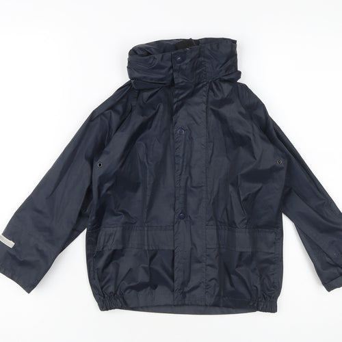 Result Boys Blue Waterproof Hooded Rain Coat XS