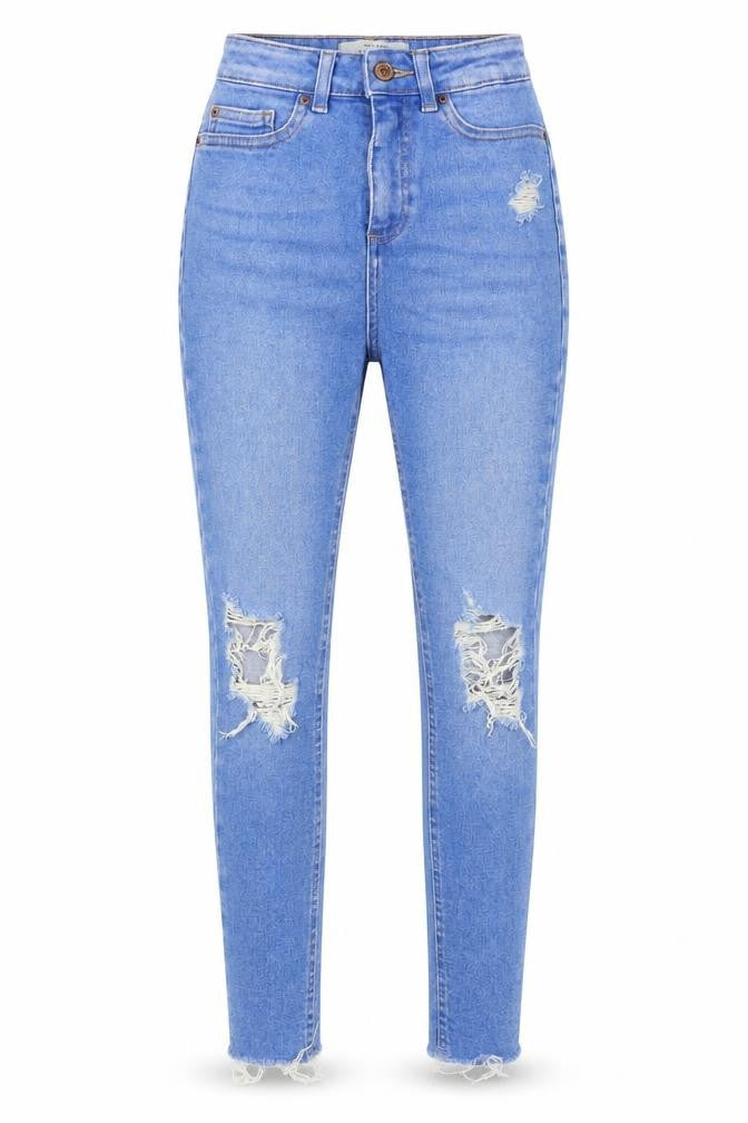 New Look Women's Blue Skinny Jeans - UK 6, Distressed