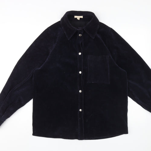 H&M Women's Blue Corduroy Button-Up Shirt, UK 8