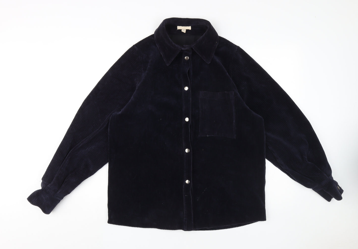 H&M Women's Blue Corduroy Button-Up Shirt, UK 8