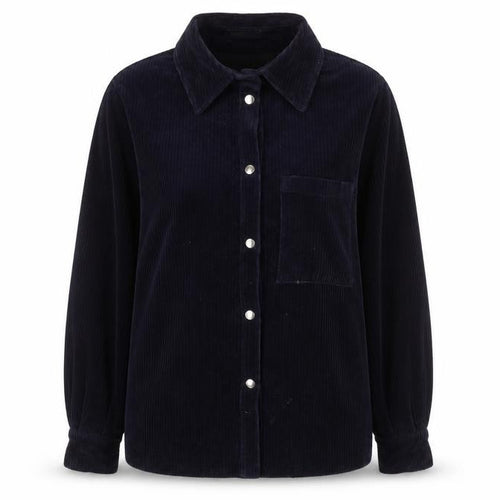 H&M Women's Blue Corduroy Button-Up Shirt, UK 8
