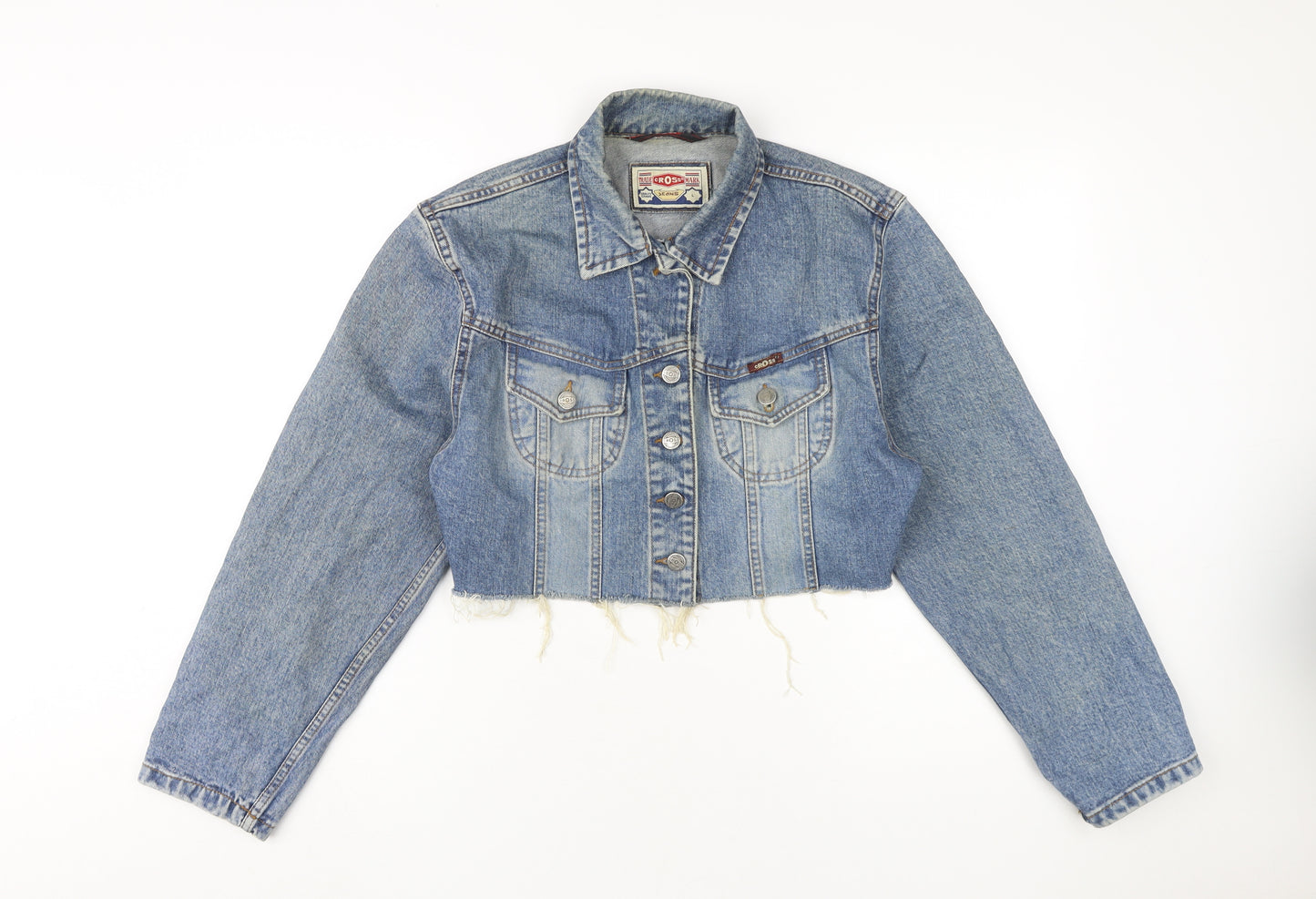 Cross Women's Blue Cropped Denim Jacket - Large