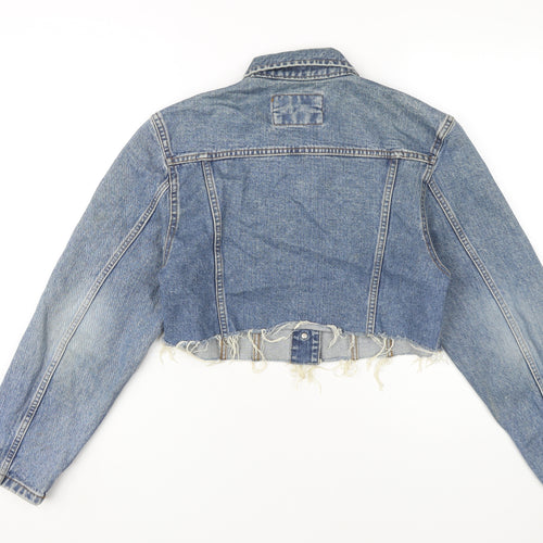 Cross Women's Blue Cropped Denim Jacket - Large