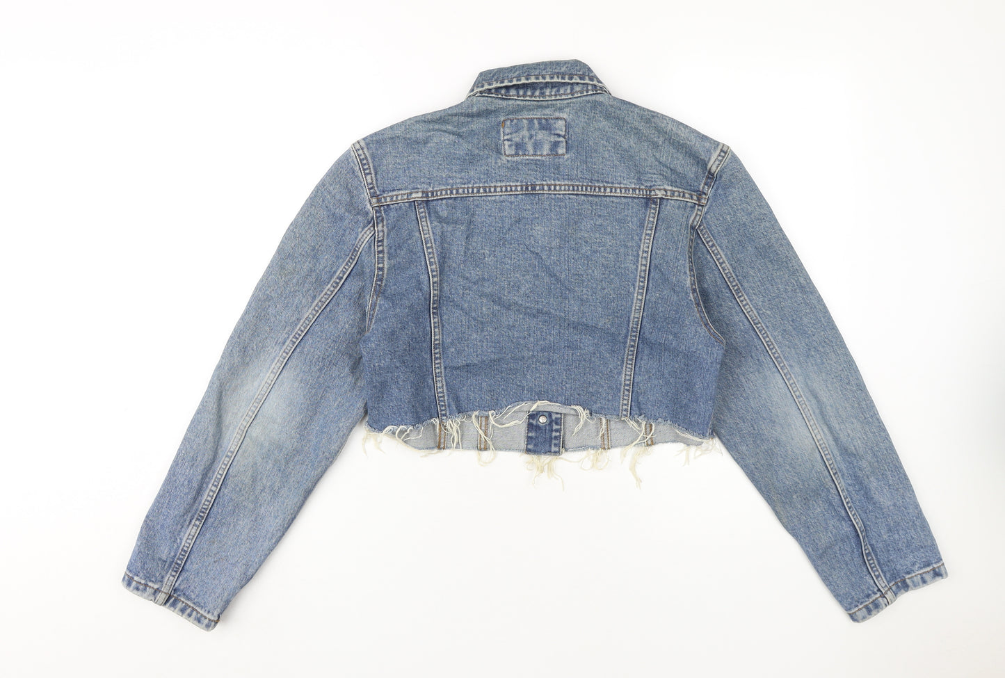 Cross Women's Blue Cropped Denim Jacket - Large