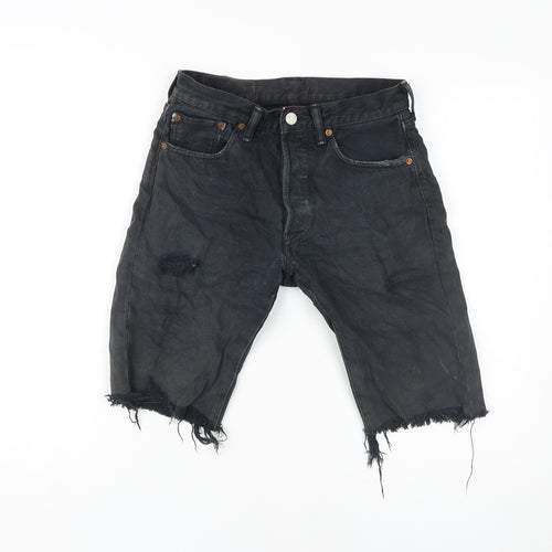 Levi's Men's Black Distressed Bermuda Denim Shorts Size 28