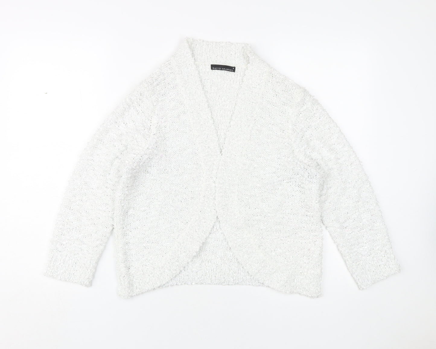 David Emanuel Women's White Cardigan M - Classic Chic