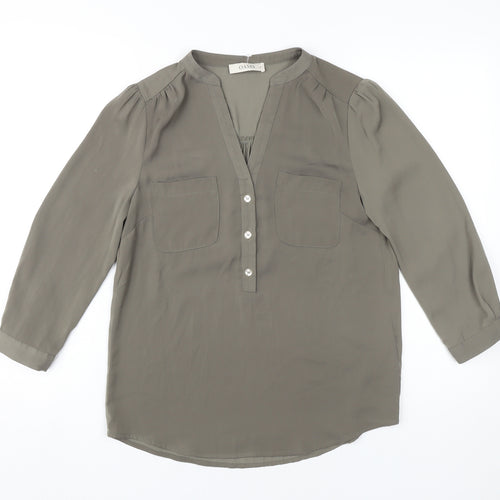 Oasis Women's Grey Blouse Size 8 V-Neck Casual