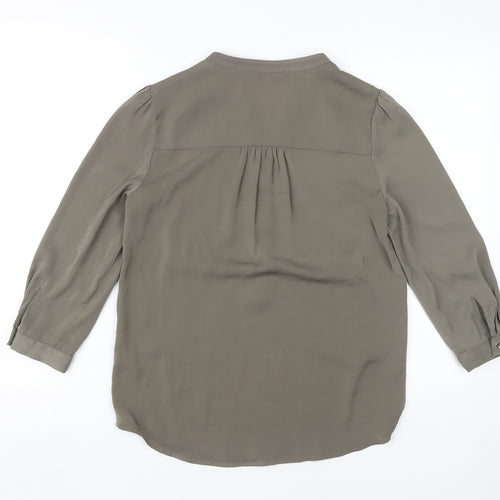 Oasis Women's Grey Blouse Size 8 V-Neck Casual
