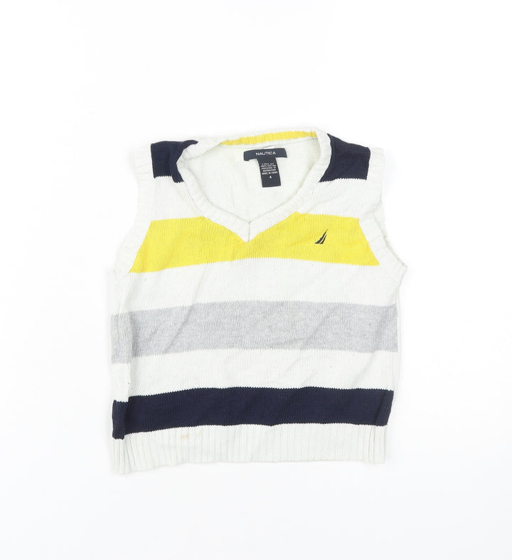 Nautica Unisex Multicoloured V-Neck Knit Vest, Size 4