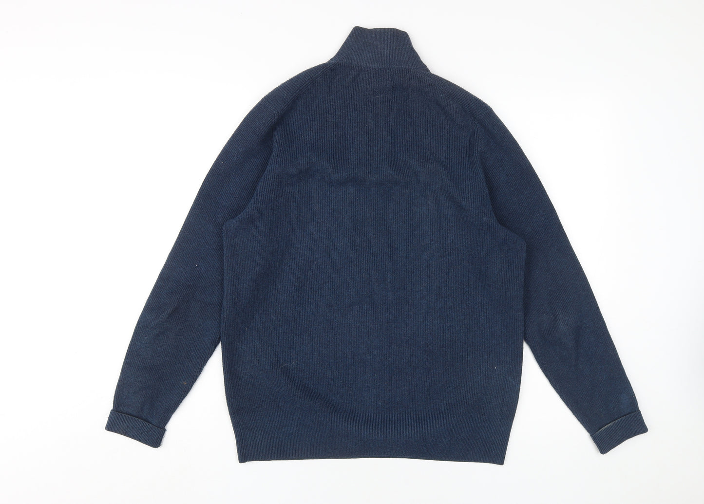 Marks and Spencer Men's Blue Medium Pullover High Neck Jumper