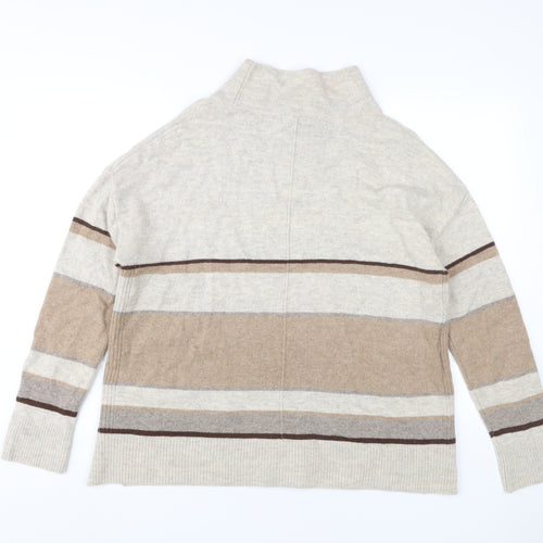 Oui Women's Beige Striped Pullover Jumper Size 12
