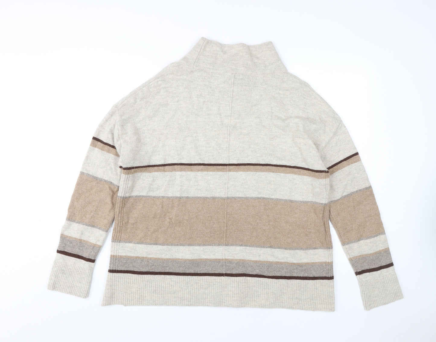 Oui Women's Beige Striped Pullover Jumper Size 12