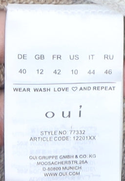 Oui Women's Beige Striped Pullover Jumper Size 12