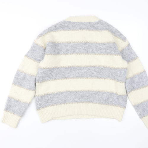 Azaka Paris Women's Grey & Ivory Henley Jumper