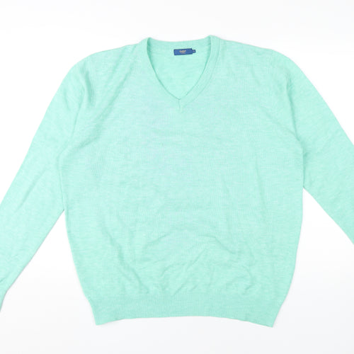 Cotton Traders Women's Green V-Neck Pullover Jumper L
