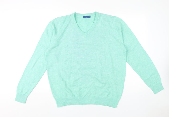 Cotton Traders Women's Green V-Neck Pullover Jumper L