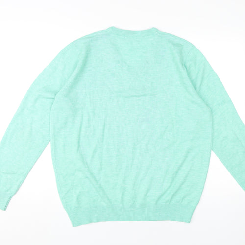Cotton Traders Women's Green V-Neck Pullover Jumper L