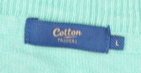 Cotton Traders Women's Green V-Neck Pullover Jumper L