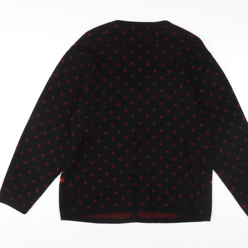 Damart Women's Black Floral Cardigan, Size 12, Embroidered