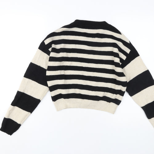 Zara Girls Black Beige Striped Pullover Jumper 13-14 Years