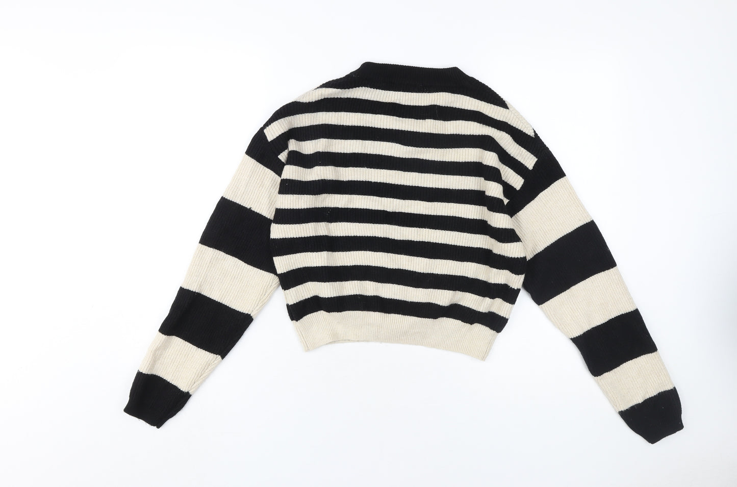 Zara Girls Black Beige Striped Pullover Jumper 13-14 Years
