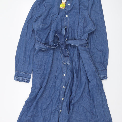Marks and Spencer Women's Blue Shirt Dress Size 24