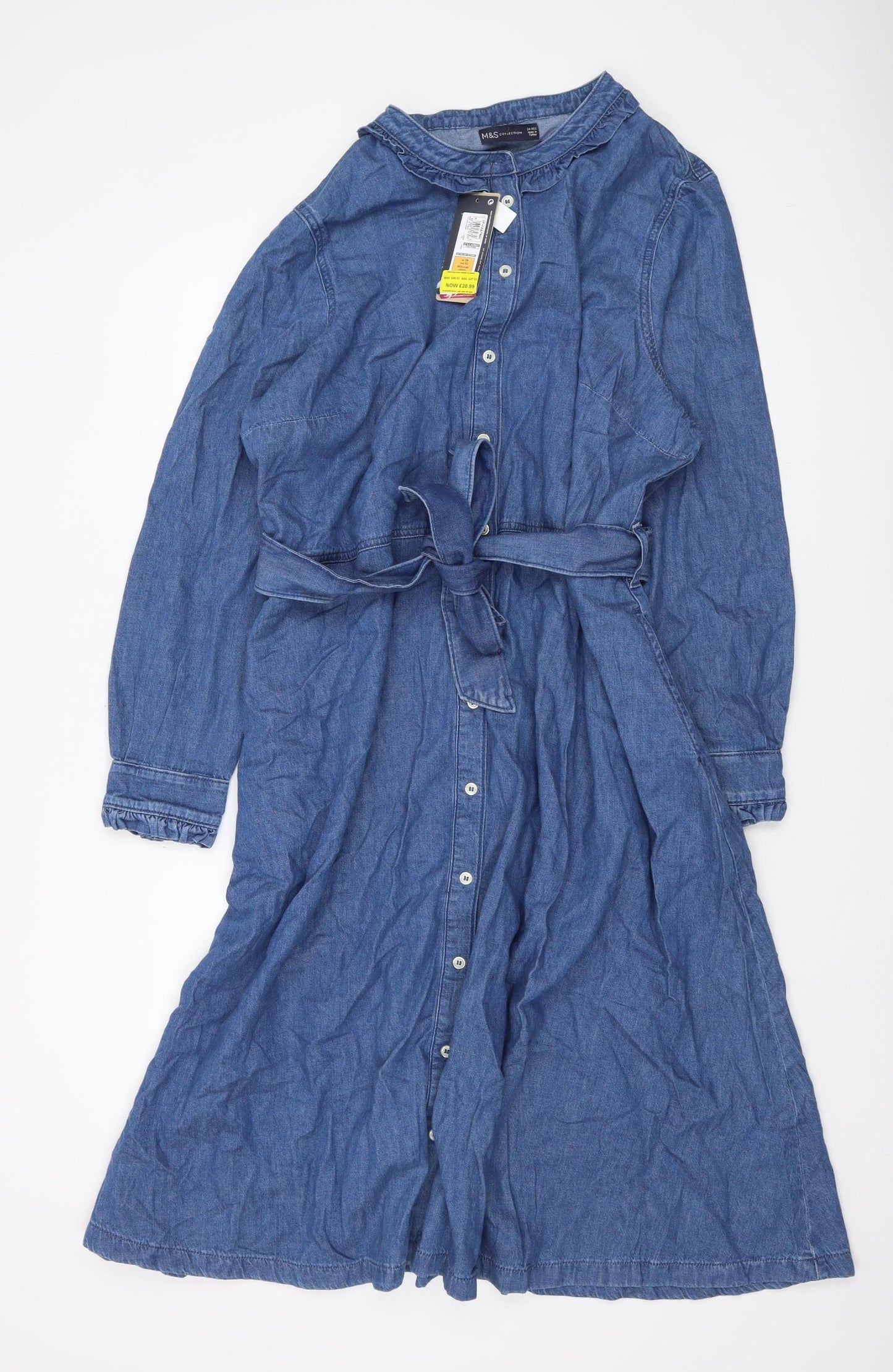 Marks and Spencer Women's Blue Shirt Dress Size 24